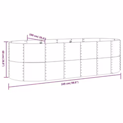 ) vidaXL Garden Planter Patio Flower Pot Raised Garden Bed Powder-coated Steel - Anthracite, 249 x 100 x 68 cm (L x W x H