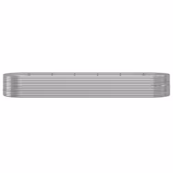 vidaXL Garden Planter Patio Flower Pot Raised Garden Bed Powder-coated Steel - silver, 510 x 140 x 68 cm - Additional view 2