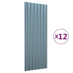 vidaXL 12/36x Roof Panels Powder-coated Steel Corrugated Multi Colours/Sizes - grey, 100 x 36 cm