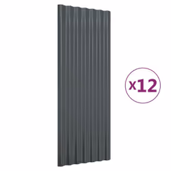 vidaXL 12/36x Roof Panels Powder-coated Steel Corrugated Multi Colours/Sizes - anthracite, 100 x 36 cm
