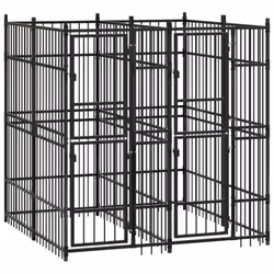 vidaXL Outdoor Dog Kennel Steel 3.69 m? Garden Patio Puppy Enclosure Dog House