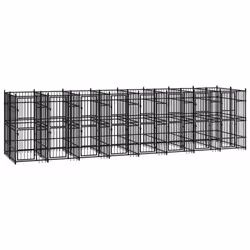 vidaXL Outdoor Dog Kennel Steel 14.75 m? Garden Puppy Enclosure Dog House