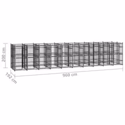 vidaXL Outdoor Dog Kennel Steel 18.43 m? Garden Puppy Enclosure Dog House - Additional view 5