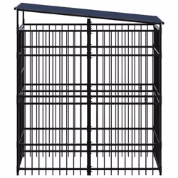 vidaXL Outdoor Dog Kennel with Roof Steel 1.84 m? Puppy Enclosure Dog House - Additional view 2