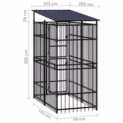 vidaXL Outdoor Dog Kennel with Roof Steel 1.84 m? Puppy Enclosure Dog House - Additional view 6