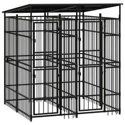 vidaXL Outdoor Dog Kennel with Roof Steel 3.69 m? Puppy Enclosure Dog House