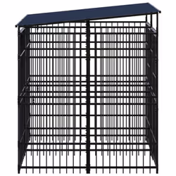 vidaXL Outdoor Dog Kennel with Roof Steel 3.69 m? Puppy Enclosure Dog House