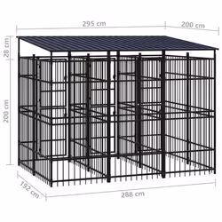 vidaXL Outdoor Dog Kennel with Roof Steel 5.53 m? Puppy Enclosure Dog House - Additional view 6