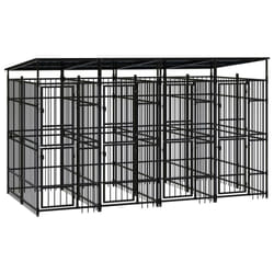 vidaXL Outdoor Dog Kennel with Roof Steel 7.37 m? Puppy Enclosure Dog House