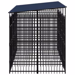 vidaXL Outdoor Dog Kennel with Roof Steel 7.37 m? Puppy Enclosure Dog House