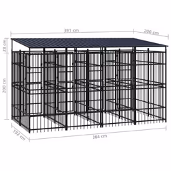 vidaXL Outdoor Dog Kennel with Roof Steel 7.37 m? Puppy Enclosure Dog House - Additional view 6