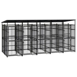 vidaXL Outdoor Dog Kennel with Roof Steel 9.22 m? Puppy Enclosure Dog House