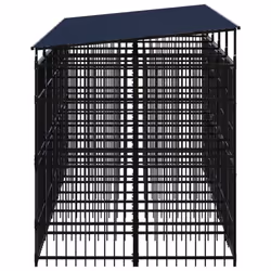 vidaXL Outdoor Dog Kennel with Roof Steel 9.22 m? Puppy Enclosure Dog House