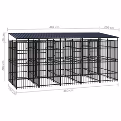 vidaXL Outdoor Dog Kennel with Roof Steel 9.22 m? Puppy Enclosure Dog House - Additional view 6