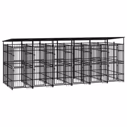 vidaXL Outdoor Dog Kennel with Roof Steel 11.06 m? Puppy Enclosure Dog House