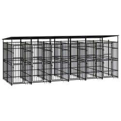 vidaXL Outdoor Dog Kennel with Roof Steel 11.06 m? Puppy Enclosure Dog House