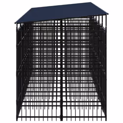 vidaXL Outdoor Dog Kennel with Roof Steel 11.06 m? Puppy Enclosure Dog House