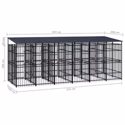 vidaXL Outdoor Dog Kennel with Roof Steel 11.06 m? Puppy Enclosure Dog House - Additional view 6