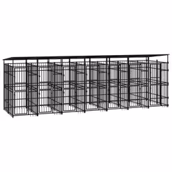 vidaXL Outdoor Dog Kennel with Roof Steel 12.9 m? Puppy Enclosure Dog House
