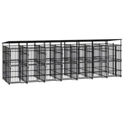 vidaXL Outdoor Dog Kennel with Roof Steel 12.9 m? Puppy Enclosure Dog House