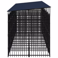 vidaXL Outdoor Dog Kennel with Roof Steel 12.9 m? Puppy Enclosure Dog House