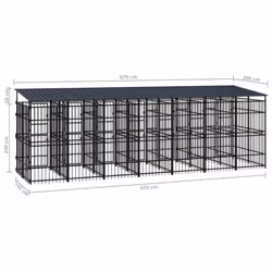 vidaXL Outdoor Dog Kennel with Roof Steel 12.9 m? Puppy Enclosure Dog House - Additional view 6