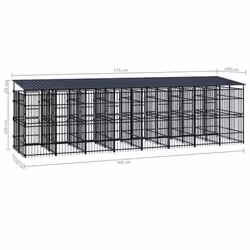 vidaXL Outdoor Dog Kennel with Roof Steel 14.75 m? Puppy Enclosure Dog House - Additional view 6