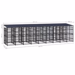 vidaXL Outdoor Dog Kennel with Roof Steel 16.59 m? Puppy Enclosure Dog House - Additional view 6