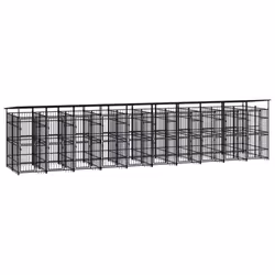 vidaXL Outdoor Dog Kennel with Roof Steel 18.43 m? Puppy Enclosure Dog House