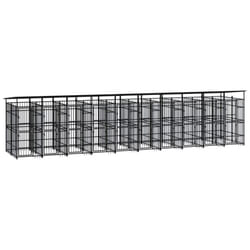 vidaXL Outdoor Dog Kennel with Roof Steel 18.43 m? Puppy Enclosure Dog House