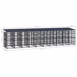 vidaXL Outdoor Dog Kennel with Roof Steel 18.43 m? Puppy Enclosure Dog House - Additional view 6