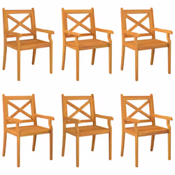 vidaXL 2/3/4/6/8x Solid Wood Acacia Outdoor Dining Chairs Kitchen Accent Chair - 6 pcs