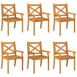 vidaXL 2/3/4/6/8x Solid Wood Acacia Outdoor Dining Chairs Kitchen Accent Chair - 6 pcs