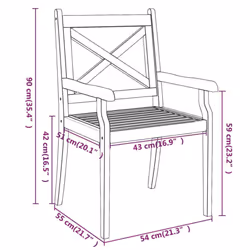 vidaXL 2/3/4/6/8x Solid Wood Acacia Outdoor Dining Chairs Kitchen Accent Chair - 6 pcs - Additional view 6