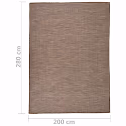 vidaXL Outdoor Flatweave Rug Patio Garden Runner Mat Area Rug Floor Carpet - brown, 200 x 280 cm - Additional view 5
