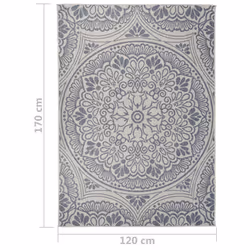 vidaXL Outdoor Flatweave Rug Patio Garden Runner Mat Area Rug Floor Carpet - blue pattern, 120 x 170 cm - Additional view 3