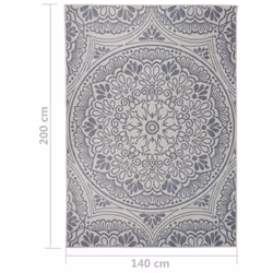 vidaXL Outdoor Flatweave Rug Patio Garden Runner Mat Area Rug Floor Carpet - blue pattern, 140 x 200 cm - Additional view 5
