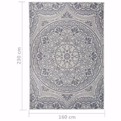 vidaXL Outdoor Flatweave Rug Patio Garden Runner Mat Area Rug Floor Carpet - blue pattern, 160 x 230 cm - Additional view 3
