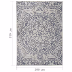 vidaXL Outdoor Flatweave Rug Patio Garden Runner Mat Area Rug Floor Carpet - blue pattern, 200 x 280 cm - Additional view 3