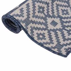 vidaXL Outdoor Flatweave Rug Patio Garden Runner Mat Area Rug Floor Carpet - blue stripes, 80 x 250 cm - Additional view 2