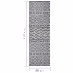 vidaXL Outdoor Flatweave Rug Patio Garden Runner Mat Area Rug Floor Carpet - blue stripes, 80 x 250 cm - Additional view 5