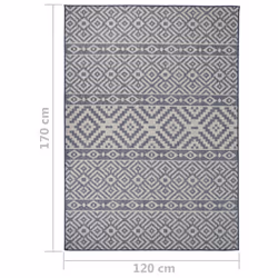 vidaXL Outdoor Flatweave Rug Patio Garden Runner Mat Area Rug Floor Carpet - blue stripes, 120 x 170 cm - Additional view 3