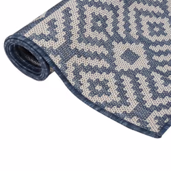 vidaXL Outdoor Flatweave Rug Patio Garden Runner Mat Area Rug Floor Carpet - blue stripes, 160 x 230 cm - Additional view 2