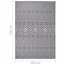 vidaXL Outdoor Flatweave Rug Patio Garden Runner Mat Area Rug Floor Carpet - blue stripes, 160 x 230 cm - Additional view 3