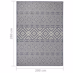 vidaXL Outdoor Flatweave Rug Patio Garden Runner Mat Area Rug Floor Carpet - blue stripes, 200 x 280 cm - Additional view 5
