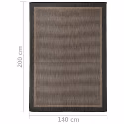 vidaXL Outdoor Flatweave Rug Patio Garden Runner Mat Area Rug Floor Carpet - dark brown, 140 x 200 cm - Additional view 3