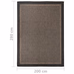 vidaXL Outdoor Flatweave Rug Patio Garden Runner Mat Area Rug Floor Carpet - dark brown, 200 x 280 cm