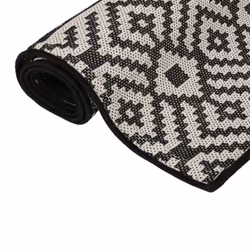 vidaXL Outdoor Flatweave Rug Patio Garden Runner Mat Area Rug Floor Carpet - black stripes, 80 x 250 cm - Additional view 2