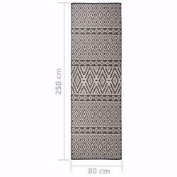 vidaXL Outdoor Flatweave Rug Patio Garden Runner Mat Area Rug Floor Carpet - black stripes, 80 x 250 cm - Additional view 3