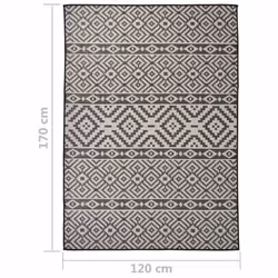 vidaXL Outdoor Flatweave Rug Patio Garden Runner Mat Area Rug Floor Carpet - black stripes, 120 x 170 cm - Additional view 5